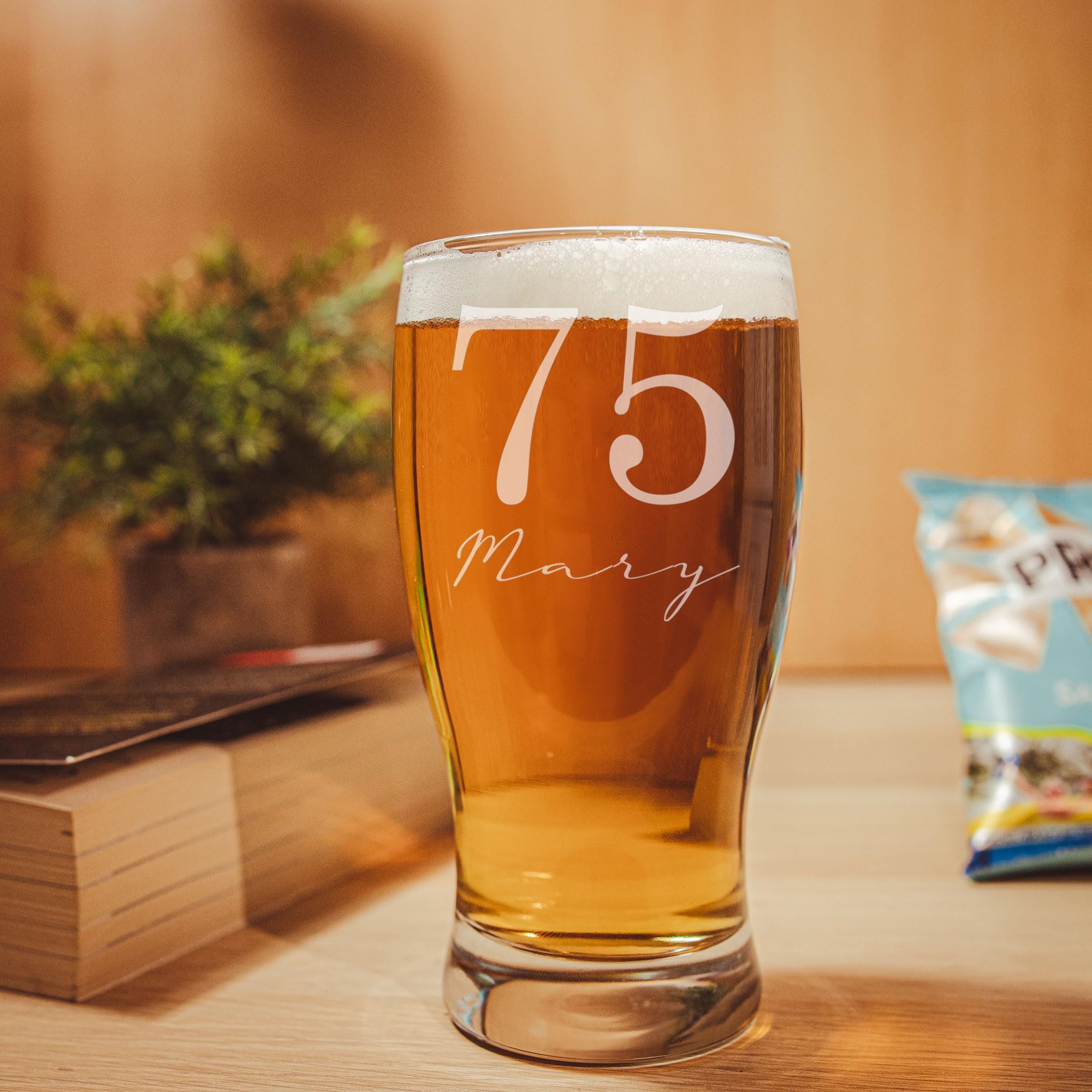 Personalised 75th Birthday Pint Glass with Name